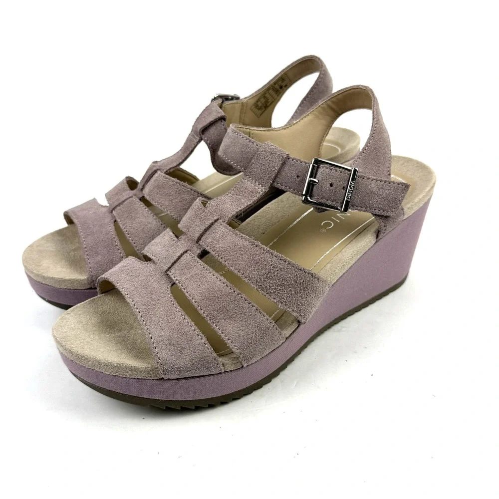 Vionic Tawny Sandals 9.5 Mauve Suede Strappy Shoes Gladiator‎ Womens